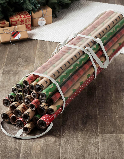 Load image into Gallery viewer, ZOBER Wrapping Paper Organizer 40in Waterproof Storage Holds 25 Rolls White
