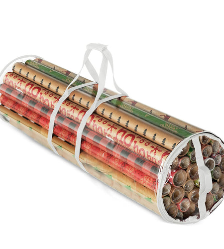 ZOBER Wrapping Paper Organizer 40in Waterproof Storage Holds 25 Rolls White