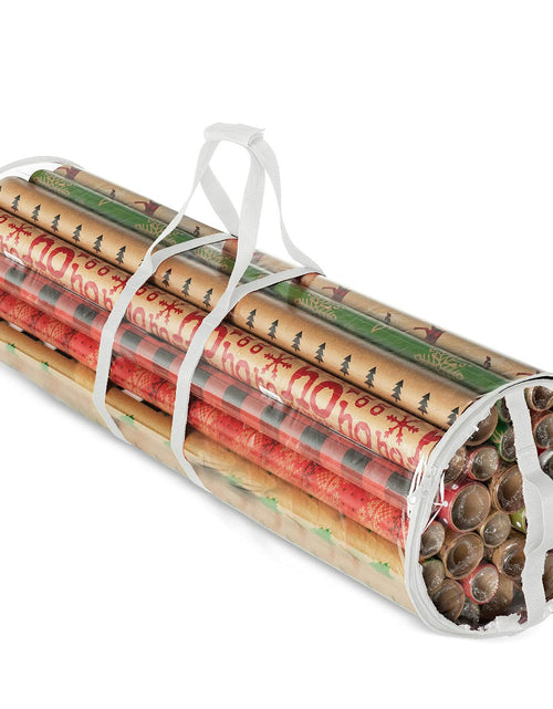 Load image into Gallery viewer, ZOBER Wrapping Paper Organizer 40in Waterproof Storage Holds 25 Rolls White
