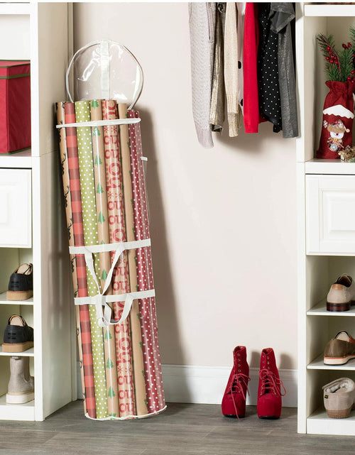 Load image into Gallery viewer, ZOBER Wrapping Paper Organizer 40in Waterproof Storage Holds 25 Rolls White
