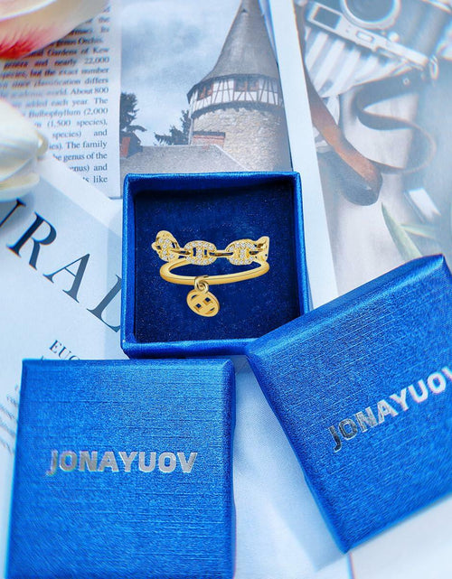 Load image into Gallery viewer, JONAYUOV 18k Gold Plated Cubic Zirconia Adjustable Open Ring Women Gold C
