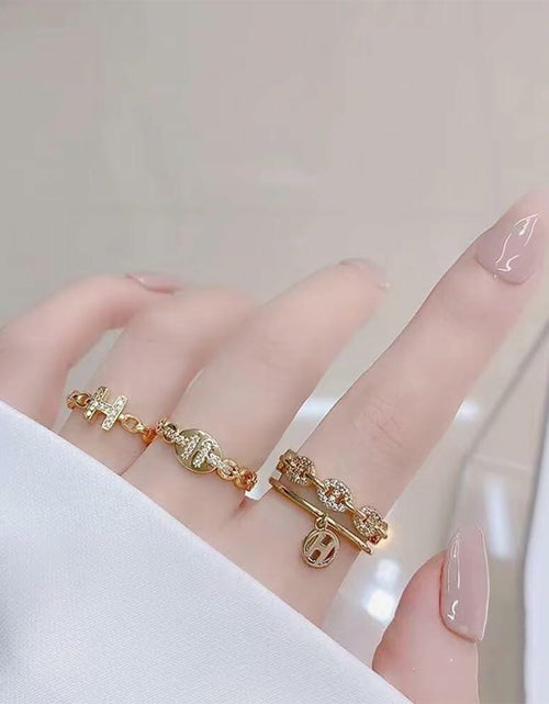 Load image into Gallery viewer, JONAYUOV 18k Gold Plated Cubic Zirconia Adjustable Open Ring Women Gold C
