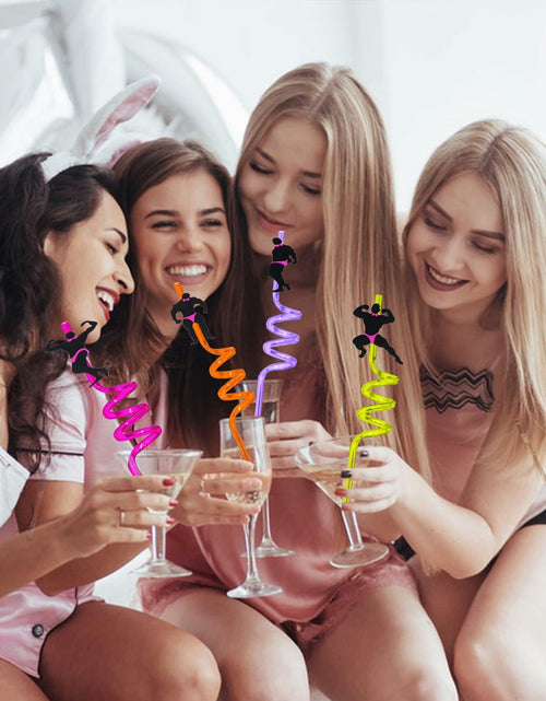 Load image into Gallery viewer, AYINOBY 24 Reusable Bachelorette Party Straws with 2 Cleaning Brushes Plastic
