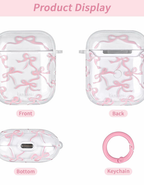 Load image into Gallery viewer, Reownest AirPods Pro 2 Case Soft Clear Bow Pattern Shockproof Keychain Cover
