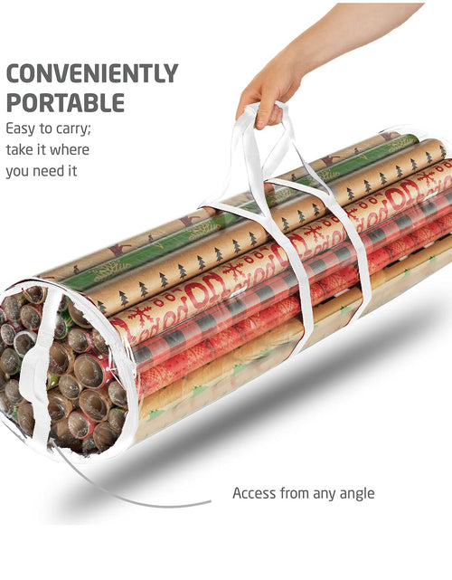 Load image into Gallery viewer, ZOBER Wrapping Paper Organizer 40in Waterproof Storage Holds 25 Rolls White
