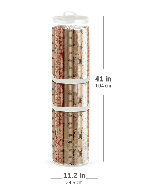 Load image into Gallery viewer, ZOBER Wrapping Paper Organizer 40in Waterproof Storage Holds 25 Rolls White
