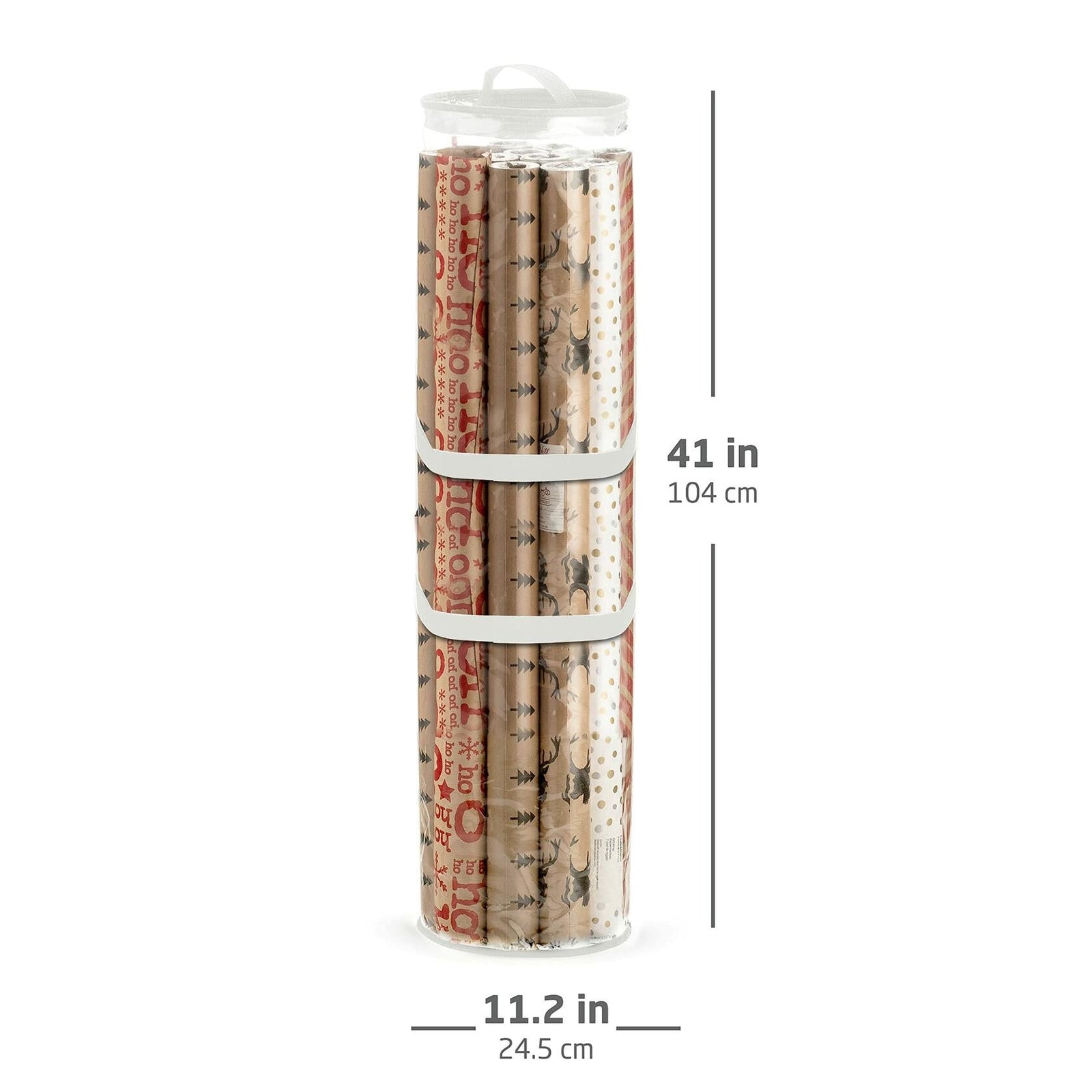 ZOBER Wrapping Paper Organizer 40in Waterproof Storage Holds 25 Rolls White