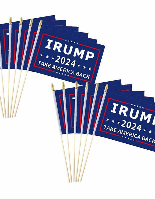 Load image into Gallery viewer, Fisottey Irump 2024 Flags 12 Pack 5x8 Inch Small Wooden Stick Multicolor
