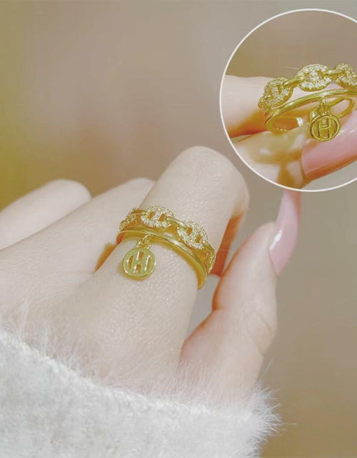 Load image into Gallery viewer, JONAYUOV 18k Gold Plated Cubic Zirconia Adjustable Open Ring Women Gold C
