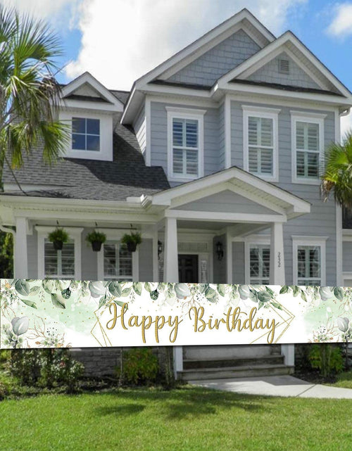 Load image into Gallery viewer, VOUORON Happy Birthday Banner 118in x 20in Greenery Succulent Eucalyptus
