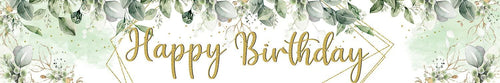 Load image into Gallery viewer, VOUORON Happy Birthday Banner 118in x 20in Greenery Succulent Eucalyptus
