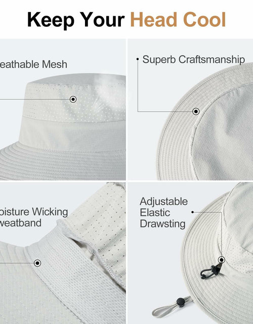 Load image into Gallery viewer, VOBOOM Breathable Wide Brim Sun Hat UV Protection Fishing Cap Grey

