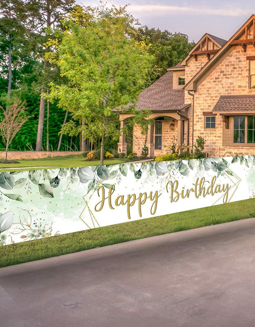 Load image into Gallery viewer, VOUORON Happy Birthday Banner 118in x 20in Greenery Succulent Eucalyptus
