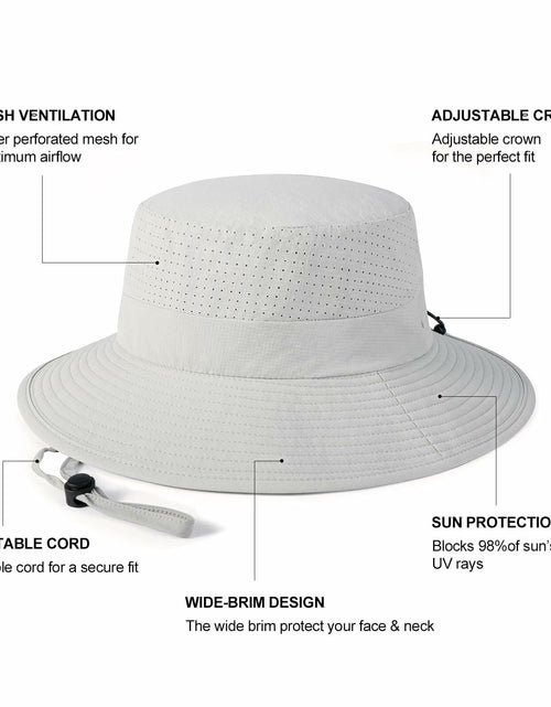 Load image into Gallery viewer, VOBOOM Breathable Wide Brim Sun Hat UV Protection Fishing Cap Grey
