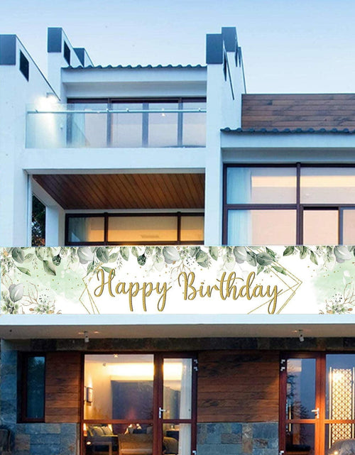 Load image into Gallery viewer, VOUORON Happy Birthday Banner 118in x 20in Greenery Succulent Eucalyptus
