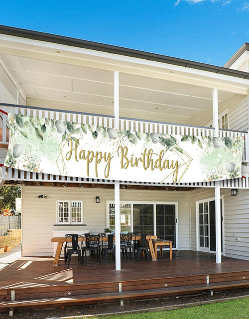 Load image into Gallery viewer, VOUORON Happy Birthday Banner 118in x 20in Greenery Succulent Eucalyptus
