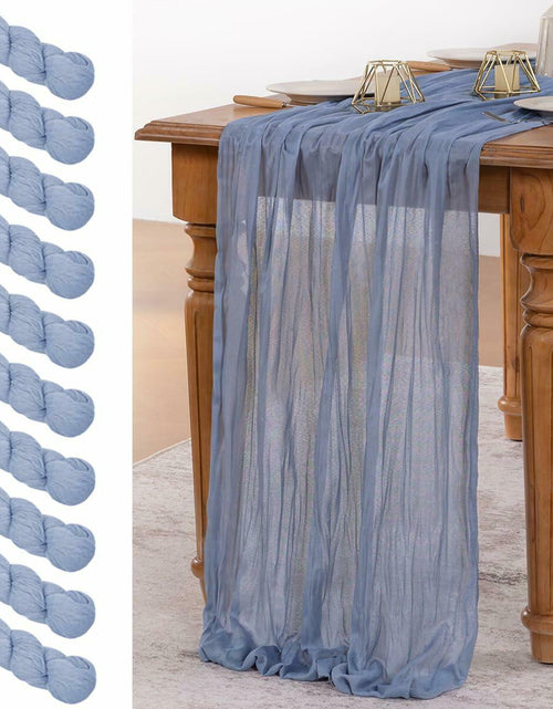 Load image into Gallery viewer, [Like New] MLMW 10 Pack Dusty Blue Cheesecloth Table Runner 160in Boho Gauze Rustic
