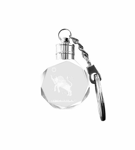 Artmosphere Taurus Zodiac Crystal LED Keychain Color Changing Transparent