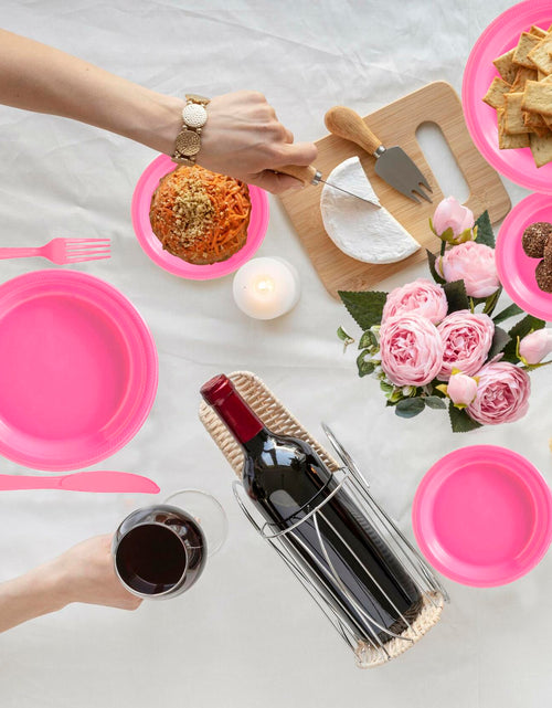 Load image into Gallery viewer, Suertestarry 102 Pcs Party Plates Napkins Set Rose Pink for 20 People
