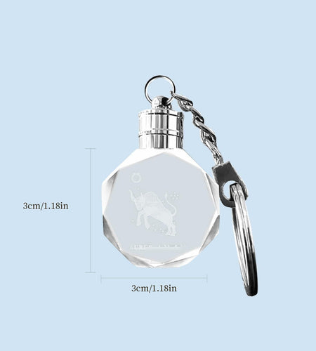 Artmosphere Taurus Zodiac Crystal LED Keychain Color Changing Transparent