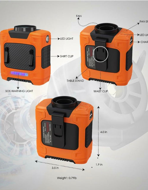 Load image into Gallery viewer, Generic AMKEN Waist Fan Clip-On Portable Cooling Fan 10000mAh LED Orange/Black
