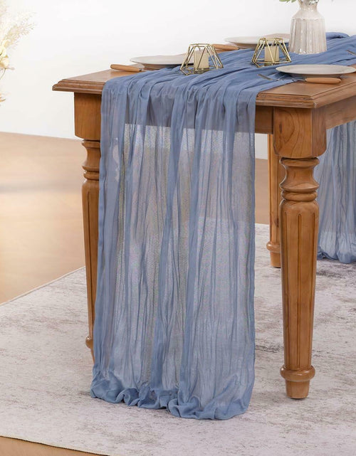 Load image into Gallery viewer, [Like New] MLMW 10 Pack Dusty Blue Cheesecloth Table Runner 160in Boho Gauze Rustic
