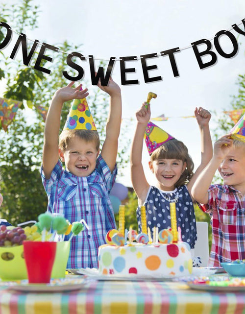 Load image into Gallery viewer, Lotoo One Sweet Boy Birthday Banner Milk Cookies Cardstock Partydcr01-1

