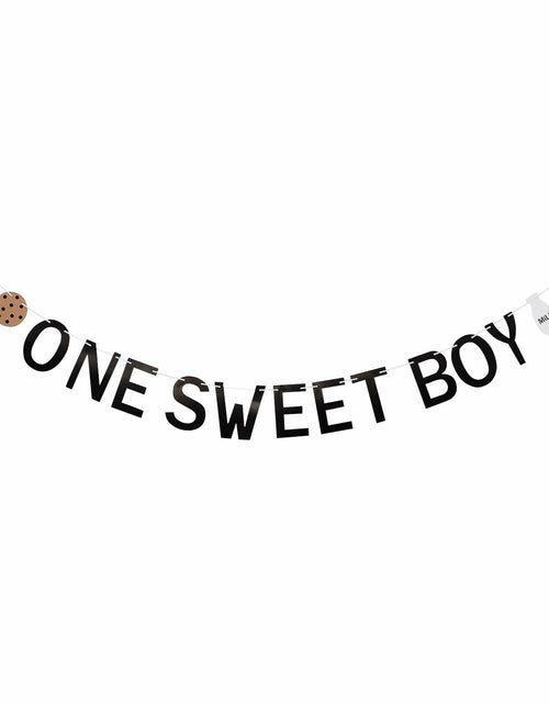 Load image into Gallery viewer, Lotoo One Sweet Boy Birthday Banner Milk Cookies Cardstock Partydcr01-1

