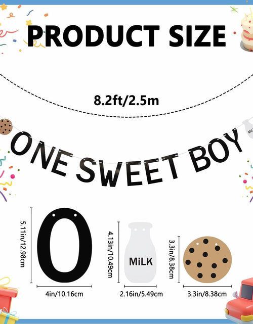 Load image into Gallery viewer, Lotoo One Sweet Boy Birthday Banner Milk Cookies Cardstock Partydcr01-1
