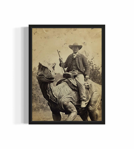 HomeArtPrint Dinosaur Cowboy Wall Art Poster Print 8x10 Inches Unframed