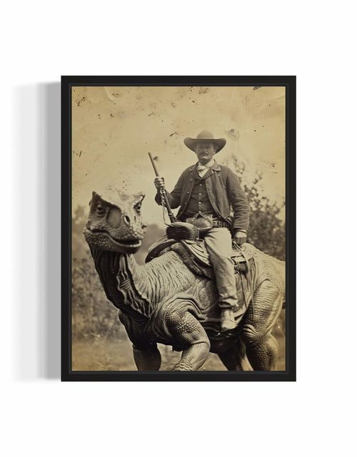 Load image into Gallery viewer, HomeArtPrint Dinosaur Cowboy Wall Art Poster Print 8x10 Inches Unframed
