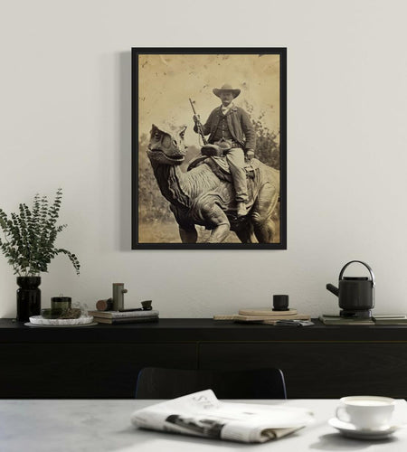 HomeArtPrint Dinosaur Cowboy Wall Art Poster Print 8x10 Inches Unframed