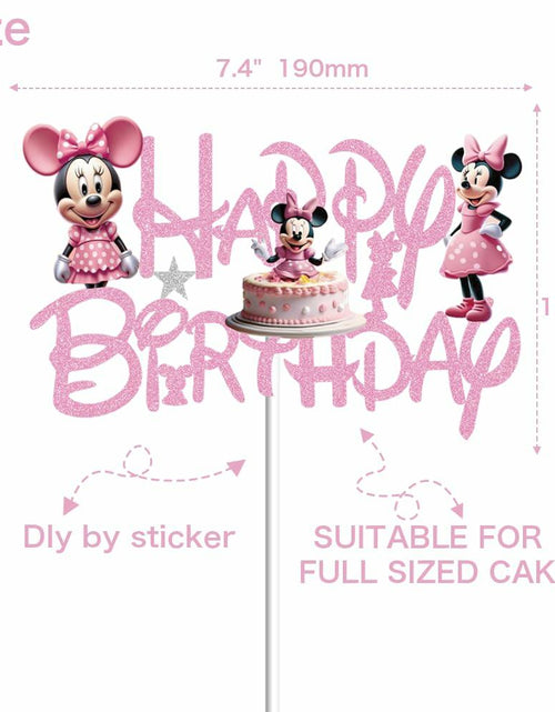 Load image into Gallery viewer, huizebaozhuang Pink Mouse Cake Topper Glitter Double-Sided Birthday Party
