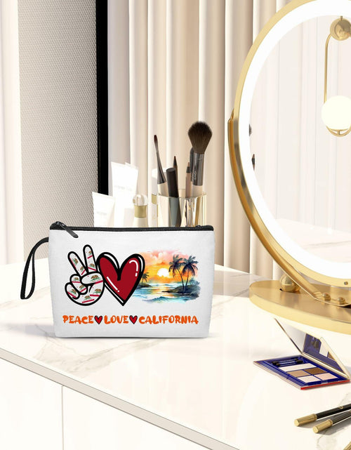 Load image into Gallery viewer, Gostop Texas State Cosmetic Bag Peace Love Texas Makeup Zipper Pouch

