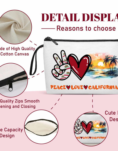 Load image into Gallery viewer, Gostop Texas State Cosmetic Bag Peace Love Texas Makeup Zipper Pouch
