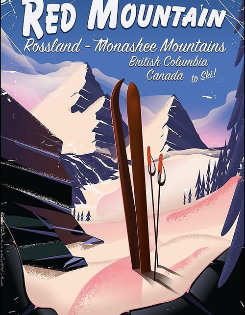 Load image into Gallery viewer, Oedrtqi Red Mountain Rossland Monashee Mountains Ski Poster Metal Sign 12x8
