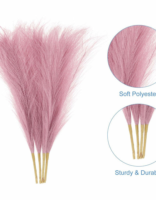 Load image into Gallery viewer, uxcell Faux Pampas Grass 17in 6 Stem 4pcs Red Brown Decor Wedding Home
