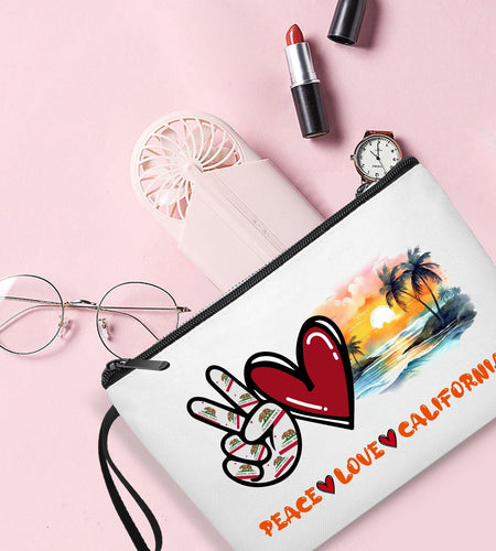 Gostop Texas State Cosmetic Bag Peace Love Texas Makeup Zipper Pouch