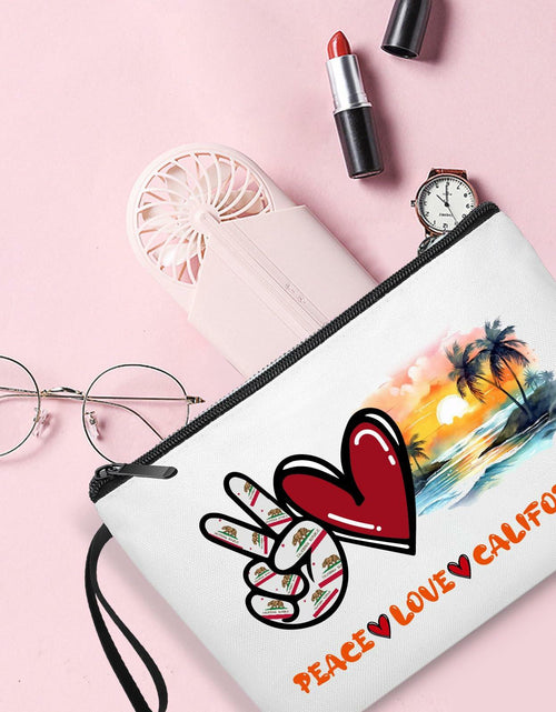 Load image into Gallery viewer, Gostop Texas State Cosmetic Bag Peace Love Texas Makeup Zipper Pouch

