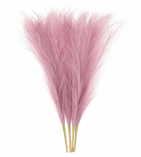 uxcell Faux Pampas Grass 17in 6 Stem 4pcs Red Brown Decor Wedding Home