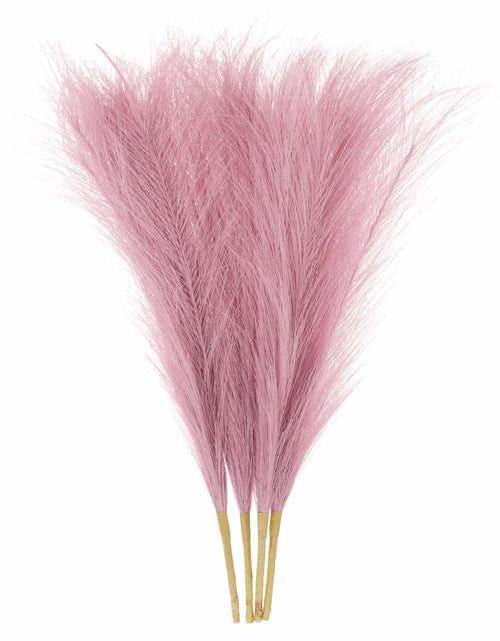 Load image into Gallery viewer, uxcell Faux Pampas Grass 17in 6 Stem 4pcs Red Brown Decor Wedding Home
