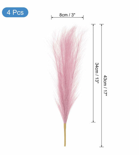 uxcell Faux Pampas Grass 17in 6 Stem 4pcs Red Brown Decor Wedding Home