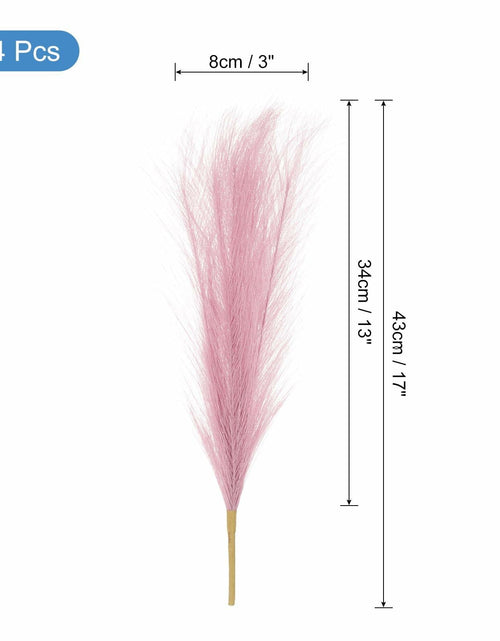 Load image into Gallery viewer, uxcell Faux Pampas Grass 17in 6 Stem 4pcs Red Brown Decor Wedding Home
