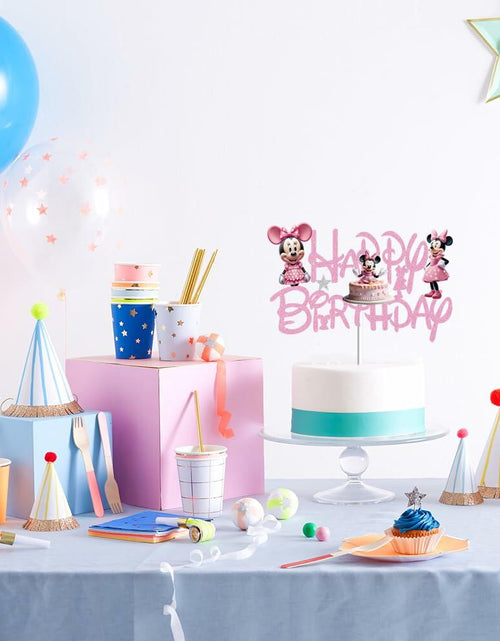 Load image into Gallery viewer, huizebaozhuang Pink Mouse Cake Topper Glitter Double-Sided Birthday Party
