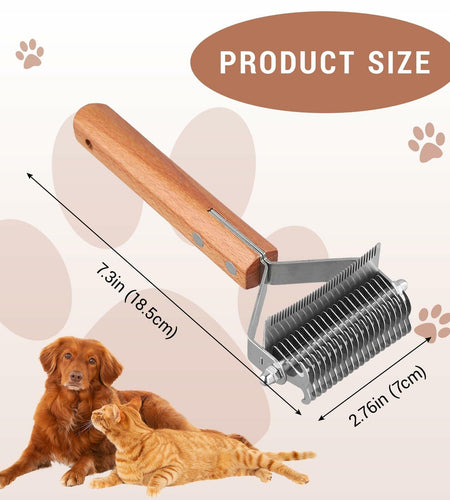 Framad Dematting Brush 2-in-1 Stainless Steel Dog Cat Comb Grooming Tool
