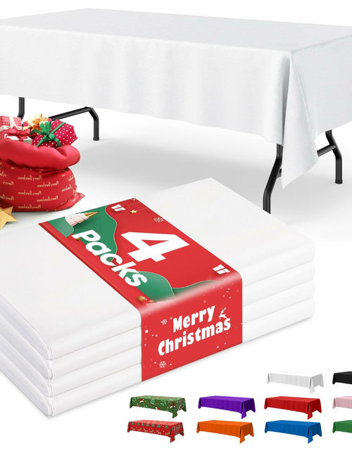 Load image into Gallery viewer, Niuara White Plastic Table Cloth 54x108in Rectangle 4 Pack Waterproof
