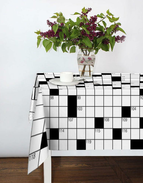 Load image into Gallery viewer, NOHSHE Crossword Puzzle Table Cloth Black White Waterproof 52x70
