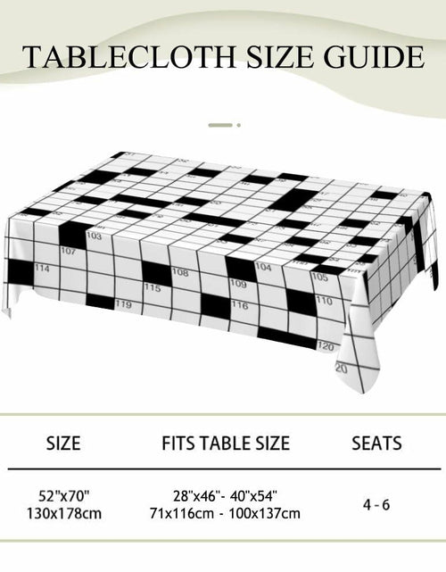 Load image into Gallery viewer, NOHSHE Crossword Puzzle Table Cloth Black White Waterproof 52x70
