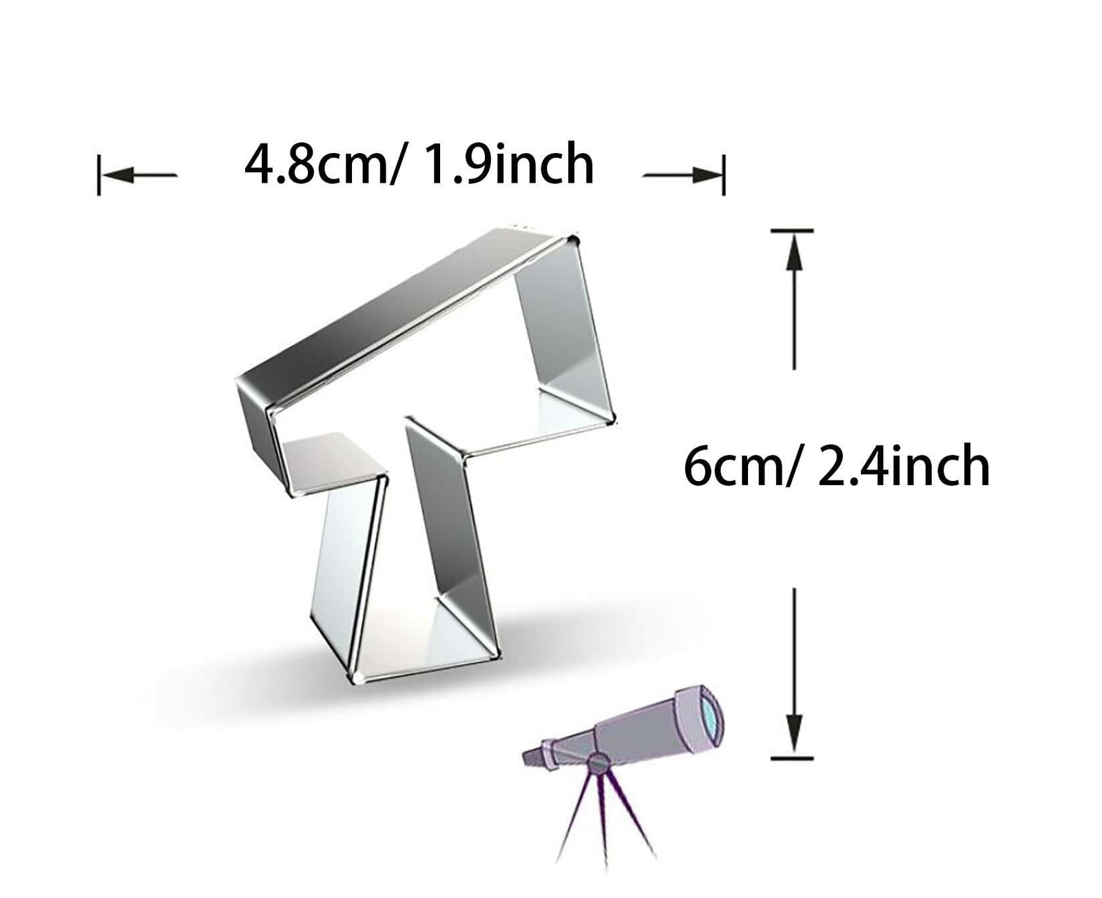 WJSYSHOP Telescope Shape Cookie Cutter Stainless Steel Silver Small