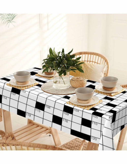 Load image into Gallery viewer, NOHSHE Crossword Puzzle Table Cloth Black White Waterproof 52x70
